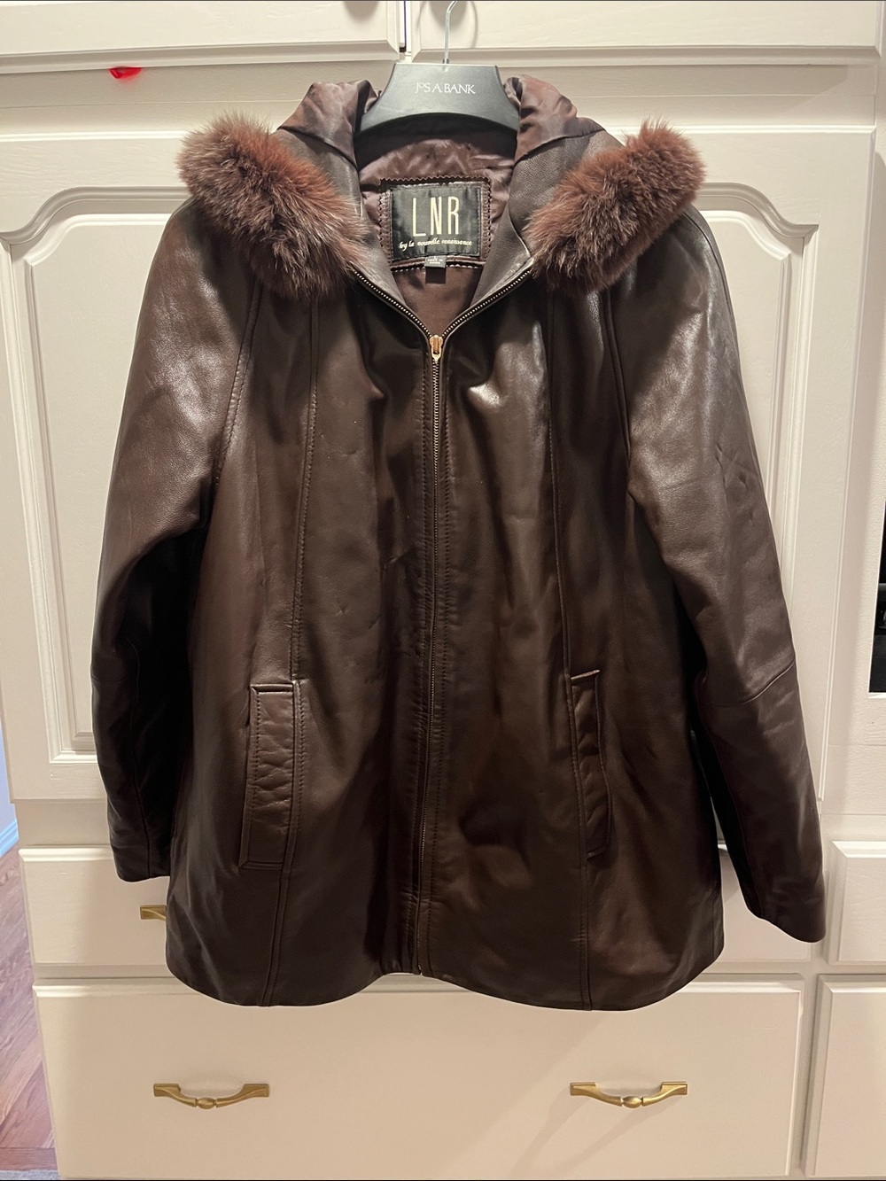 LNR Leather/fox fur coat in Brown